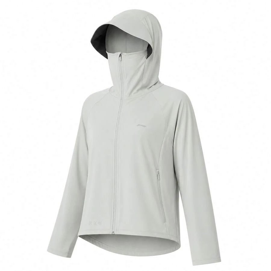 LI-NING Women's Lightweight Hooded Jacket - Windproof Breathable Outdoor Sports Jacket AFDV286 AFDVK54 - Crystal Gray - View 1
