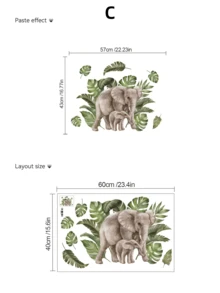 Wind Realistic Animal Series Wall Stickers, Removable And Traceless Self-Adhesive Waterproof Stickers, Gorilla Bathroom Sticker, Fridge Makeover Sticker, Elephant Green Plant Living Room Soft Decoration - Wall Stickers - View 12
