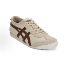 Asics Authentic Onitsuka Tiger Mexico 66 Leather Sneakers - White/Blue/Red Classic Low-Top | Premium Japanese Heritage Footwear | Slim-Profile Lightweight Trainers - 米棕色 - 查看 3
