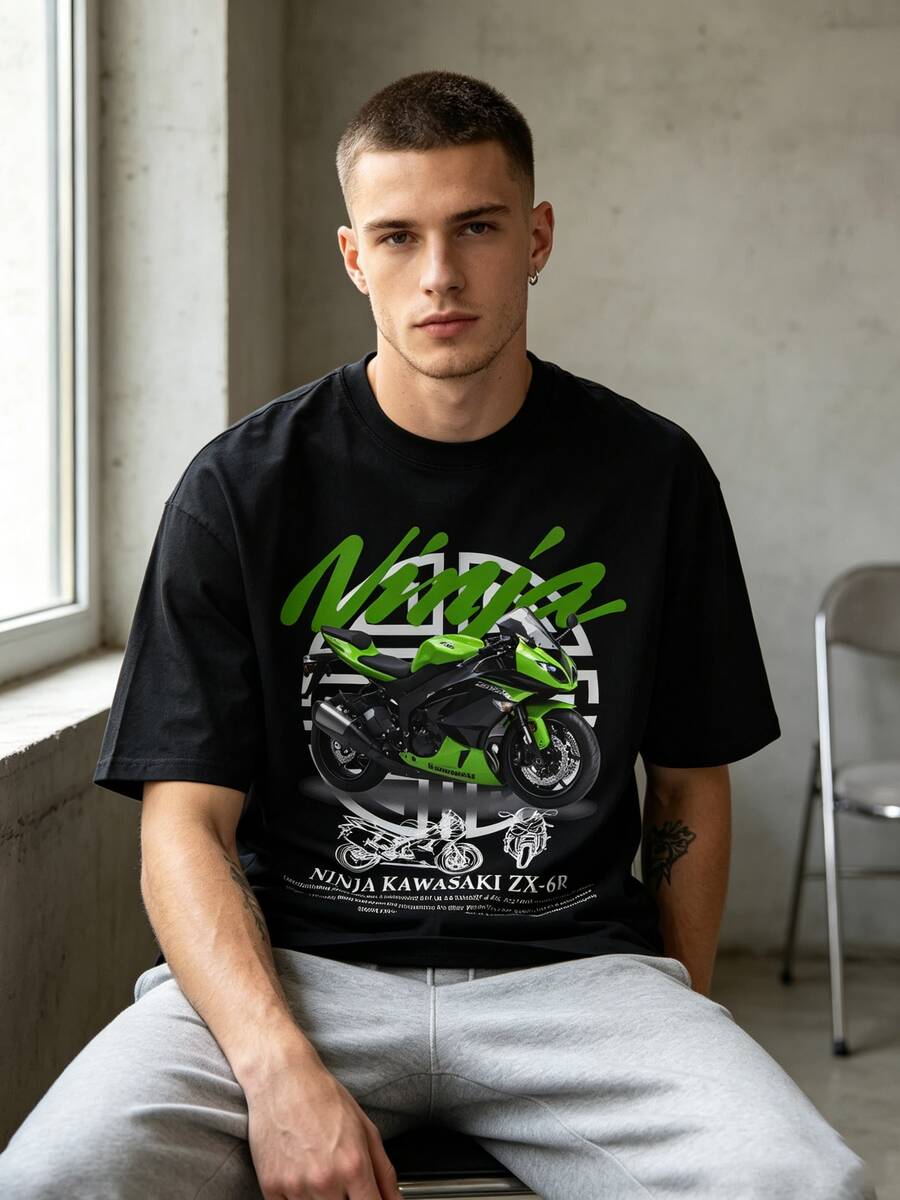 Minimalista. 100% algodão. 1 peça. Camisetas masculinas de manga curta estampadas, roupas masculinas de algodão plus size, camiseta com o logo Kawasaki K, camiseta masculina com estampa de corrida de motociclismo, blusas casuais de manga curta para o verão, roupa urbana para ciclistas, estilo Y2K, camisetas masculinas plus size de P a 5XG, blusas esportivas masculinas de verão, blusas masculinas, blusas para atividades ao ar livre, camisetas estampadas, blusas estilosas, roupas masculinas de verão. Blusas para Primavera/Verão. - Preto - Ver 1