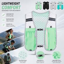 This Professional-Grade Lightweight Running Vest Features Reflective Safety Material And Breathable Honeycomb Mesh Design, With Multiple Pockets To Provide Ample Storage Space For Outdoor Fitness Activities. - Multicolor - View 6