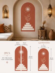 1PC/2PCS Boho Arch Wall Sticker, Removable Peel And Stick Wall Decal, Moon Star Islamic Nursery Decor For Kids Room, Bedroom And Living Room - Multicolor - View 16
