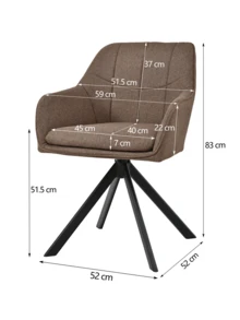 Goeurvant Modern Grid-Stitched Upholstered 360° Swivel Dining Chairs With Armrests And Removable Cushion For Dining Room, Living Room, Office - Set Of 2 / Set Of 4 / Set Of 6-Mocha Brown/Textured Fabric - Mokkabraun - View 9