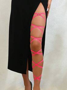 Women's Sexy Elastic Leg Chain Strap, Criss-Cross Thigh Band With O-Ring Adjustable Tie Body Jewelry, Fashionable Leg Decoration For Carnival Costume, Halloween Cosplay, Nightclub, Beach, Date And Party Gift - Multicolor - View 13