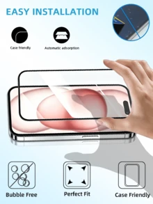 5pcs/Pack Screen Protector, [Military Grade Shatterproof] High Definition Tempered Glass, Compatible With IPhone 17 Pro Max 16 Pro Max 15 Pro Max 16Plus 15Plus 14 13 12 11 Pro Max 13Mini 12Mini Xs Max XR 8 7 6 8Plus 7Plus 6Plus Se3 Se2, Full Coverage Screen Protector, Easy Installation, Anti-Fingerprint - Clear - View 9