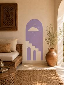 1PC/2PCS Boho Arch Wall Sticker, Removable Peel And Stick Wall Decal, Moon Star Islamic Nursery Decor For Kids Room, Bedroom And Living Room - Multicolor - View 7