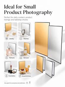 Foldable Self-Standing Photography Reflector, Double-Sided Gold/White Or Silver/White Light Reflecting Card, A3/A4 Desktop Light Shaping Board, Suitable For Jewelry, Perfume, Cosmetics And Product Photography - View 6
