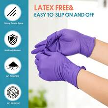 4/50/100pcs Deep Purple Heavy Duty Nitrile Gloves, Elastic Ambidextrous, Anti-Slip Textured Fingertips, Suitable For Home, Beauty Care And Daily Use, Bagged - Dark Purple - View 10