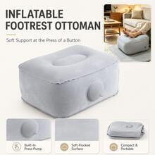 1pc New Inflatable Footrest, Portable Leg Support Pillow, Economy Class Footrest, Suitable For Home Office Desk, Outdoor And Car Use, Built-In Air Pump, Soft Flocked Portable Footstool, Suitable For Sofa, Home, Office, Dorm And Travel. - Multicolor - View 5