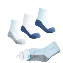 Meia Pimpolho Antiderrapante Para Bebê Tamanho 16-20, Kit com 3 Pares de Meias Infantis Lisa Base Escura, Algodão e Elastano, Antiderrapante, Casual, 06 a 12 Meses - Azul - Visão 4