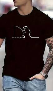 Herren-T-Shirt aus weicher, atmungsaktiver Baumwolle mit lustigem Pfirsich-Print - Lässiges Kurzarm-T-Shirt mit Rundhalsausschnitt, geeignet für alle Jahreszeiten, maschinenwaschbar - Schwarz - Übersicht 9