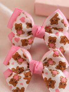 2pcs Cute Bear Pattern Bow Hair Clips,Sweet Cute Hair Clips,Kids Girls Hair Accessories For Daily Wear,Birthday Party Gifts For Friends - Multicolor - View 4