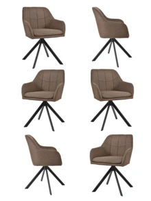 Goeurvant Modern Grid-Stitched Upholstered 360° Swivel Dining Chairs With Armrests And Removable Cushion For Dining Room, Living Room, Office - Set Of 2 / Set Of 4 / Set Of 6-Mocha Brown/Textured Fabric - Mokkabraun - View 11