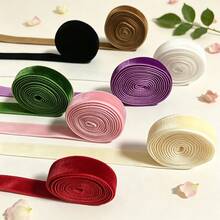 5 Yards Multi-Color Matte Flocked Satin Ribbon, 2.5cm/1 Inch Smooth Flocked Ribbon, Handmade DIY, Bow Hair Accessories, Flower Bouquet Binding Ribbon, Birthday Wedding Gift Box Decorative Material - Multicolor - View 4