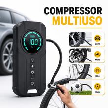 Calibrador Compressor de Ar Portátil Bomba Elétrica 12V 110V 220V Automática para Carro Moto Bicicleta Veicular Pneus Chupeta - A - Visão 3