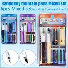 6pcs/Set Erasable Fountain Pen Set (2 Pens + 4 Ink Cartridges), Starry Sky Series, Comfortable Grip, Ideal Gift For Beginners, School Supplies - Sets - View 3