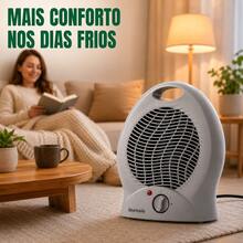 Aquecedor de Ar Elétrico 2000W 220V Termoventilador Portátil Aquecimento Rápido para Quarto Sala Escritório Ambiente Compacto com Ventilação - Cinza Claro - Visão 9