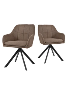 Goeurvant Modern Grid-Stitched Upholstered 360° Swivel Dining Chairs With Armrests And Removable Cushion For Dining Room, Living Room, Office - Set Of 2 / Set Of 4 / Set Of 6-Mocha Brown/Textured Fabric - Mokkabraun - View 4