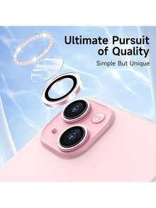 XINHONGYU 18 Pro Max Ultra HD 鏡頭保護貼，9H 超薄鋼化玻璃相機蓋，金屬吸震鏡頭環，防刮耐磨，相容手機殼，適用於 iPhone 17 Pro Max/17 Pro/17 Air/17、15 Pro Max/15 Pro/15 Plus、14 Pro/14 Plus、13/12/11，完美貼合 - 粉色 - 查看 2
