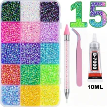 3mm Mixed Color Resin Crystal Rhinestone Decor Set, Includes Tweezers And B7000 Glue, Suitable For Clothing, Cups, Shoes, Fabric, Diamond Art Supplies, Shiny Decorations, Craft Supplies, Diamond Painting Decor And More Rhinestone DIY, Clothing, Shoes Sparkling Jewelry - Colorful Mixed Color Palette. - Sets - View 12