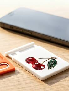 Crystal Cherry Print Card Holder, SIM Card Pin Slot, Comes With SIM Card Pin. Cherry Print Portable SIM Card Storage Box, Phone Card Holder, SIM Card And SD Card Storage Box, Travel Storage Box, Compact And Lightweight, Anti-Loss And Durable, Anti-Drop And Durable, Suitable For Smartphones, Tablets And Other Devices, Can Store SIM Card/SIM Card Pin, Ideal Choice For Storing Backup SIM Card When Changing Phone Number, Also A Great Gift. - Multicolor - View 7