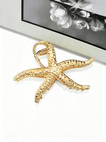 1pc New Starfish Claw Clip Hair Claw, Personalized Versatile Elegant Back Head Hair Bun Clip Hair Accessory - Gold - View 5