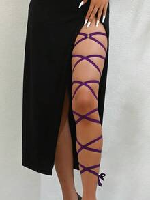 Women's Sexy Elastic Leg Chain Strap, Criss-Cross Thigh Band With O-Ring Adjustable Tie Body Jewelry, Fashionable Leg Decoration For Carnival Costume, Halloween Cosplay, Nightclub, Beach, Date And Party Gift - Multicolor - View 12