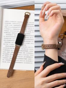 1pc Slim Microfiber Leather Watch Band Compatible With Huawei Band 8/9/10/11/11Pro/NFC, Women's Minimalist Luxury Pin Buckle Replacement Strap Smart Band Accessory - Camel - View 1