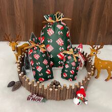10pcs Christmas Ribbon Gift Bags (With Ribbon) - Green Plastic Candy And Cookie Packaging, Rabbit Ear Candy Bags, For Christmas Eve, Gift Wrapping, Party Supplies, Christmas Decoration, New Year And Christmas Gifts - One Size - View 5
