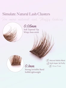 FindLove 30pcs Dense Brown Cluster False Eyelashes, D Curl, 10-14mm Length, Mixed Fine Single Eyelashes, Natural Look, Self-Adhesive, Fluffy Pre-Glued, Thin Band, Reusable, DIY Eyelash Extensions, Create Natural Or Dense Look, Makeup Tool - D - View 4