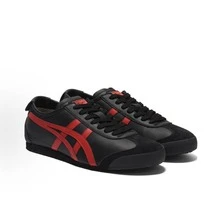Asics Authentic Onitsuka Tiger Mexico 66 Leather Sneakers - White/Blue/Red Classic Low-Top | Premium Japanese Heritage Footwear | Slim-Profile Lightweight Trainers - 黑紅 - 查看 3
