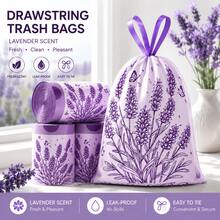Bolsas de basura con cordón de lavanda, aroma a artemisa & lima, reforzadas, tamaño grande, rollo de cocina, bolsas de plástico impresas - A - Ver 3