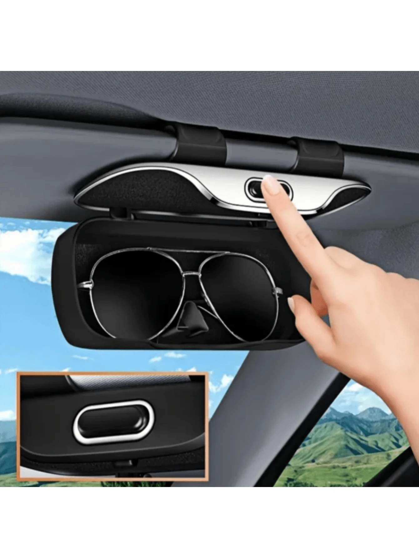 Portable Car Glasses Case, Universal Car Sun Visor Glasses Holder, Button Switch, Suitable For All Glasses Storage, 3 Colors Available