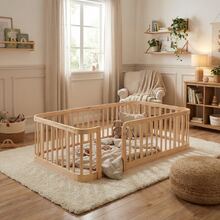 90*200cm Natural Wood Modular Baby Playpen - Natural - 查看 4