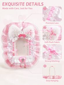 6pcs Cute Japanese Style Lace Photo Card Holders, 6 Colors Plaid Fabric Lanyard Badge Holders, 3 Inch Photo Card Sleeves, Anime ACG Collection Card Storage, Idol Photo Protective Covers, Keychain Bag Pendant, Student ID Card Holder, Gift For Girl Fans - One Size Fits All - View 3