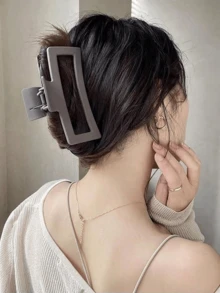 1 Set 3pcs Large 13cm Square Matte Hair Clips, Minimalist Solid Color Back Hair Clips, Suitable For Women With Thick Hair, Versatile Hair Accessories For Daily Commute, Vacation, Face Washing And Updo - Multicolor - View 2