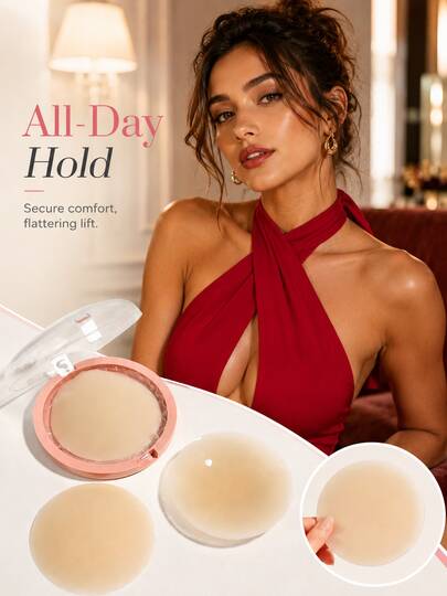 4pcs Women's Summer Ultra-Thin Silicone Nipple Covers, Invisible Bra, Women's Lingerie, Adhesive Breast Pads, Strapless Bra, Suitable For Wedding Dress, Formal Gown, Dress, Swimwear And Bikini