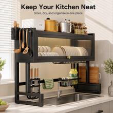 Kitchen Sink Drain Rack, Kitchen Countertop Dust-Proof Storage Rack For Bowls And Plates, Household Chopstick Drain Rack, Black Kitchen Storage Rack - Multicolor - View 1