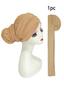 YPGVUO Solid Criss‑Cross Knotted Turban Cap, Breathable Elastic Head Wrap For Hijab Inner & Casual Styling, Nice Holiday Present For Ladies - Multicolor - View 13