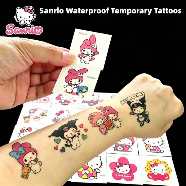 20pcs Sanrio Kuromi Temporary Tattoo Stickers - Suitable For Hello Kitty, My Melody, Kuromi Designs - Sanrio Series, Waterproof Disposable Tattoo Stickers For Hands And Legs, Character Themed Stickers, High Quality Printing