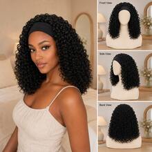 KRSI Headband Wig Curly Headband Wigs For Black Women,Synthetic Hair Deep Wave Headband Wig Half Wigs Glueless Short Curly Headband Wig Natural Black Headband Wig 14Inch 1B - 1B - 查看 2