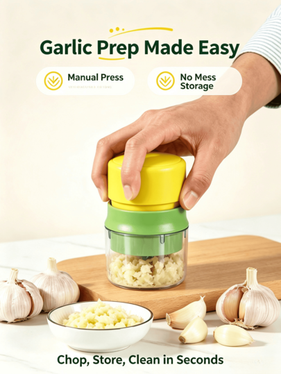 1 Set Effortless Garlic Processing Kit, Stainless Steel Garlic Press With Silicone Peeler, Compact Design Dishwasher , No Garlic Odor On Hands, Multi-Purpose Kitchen Tool For Garlic And Ginger Minced, Daily Meal Preparation