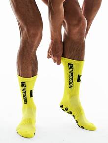 Plus Size Men's Contrast Color Letter Anti-Slip Silicone Breathable Football Socks Professional Training Match Sports Mid-Calf Socks - Multicolor - View 3