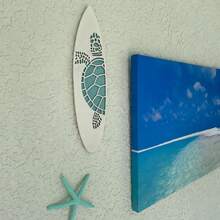 3件套冲浪板墙饰，热带海滩主题墙画，冲浪板造型壁挂，海洋海岸主题海龟菠萝芙蓉图案，沿海家居装饰，适用于客厅卧室，波西米亚风海滩小屋装饰，夏季海滨家居墙画，度假屋装饰，室内外门廊花园装饰 - 彩色 - 查看 6