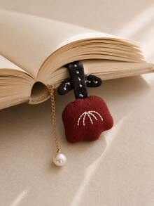 Cute Red Fabric Flower Pearl Chain Bookmark, Handmade Embroidered Reading Marker, Student Gift, Cute Rabbit Pearl Pendant Page Clip, Planner Decoration, School Pencil Case, Notebook, Bookmark, Teacher And School Supplies, 1pc 20cm*4cm - Rectangle - View 15