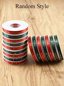 Christmas Ribbon Decoration (230.0cm Long) Suitable For Floral Gift Bag Packaging And Decoration, Printed With Christmas Theme Pattern, Christmas Ribbed Ribbon Can Be Used For Various Occasions, Such As Christmas Eve (Random Color) - Pattern Random - View 8