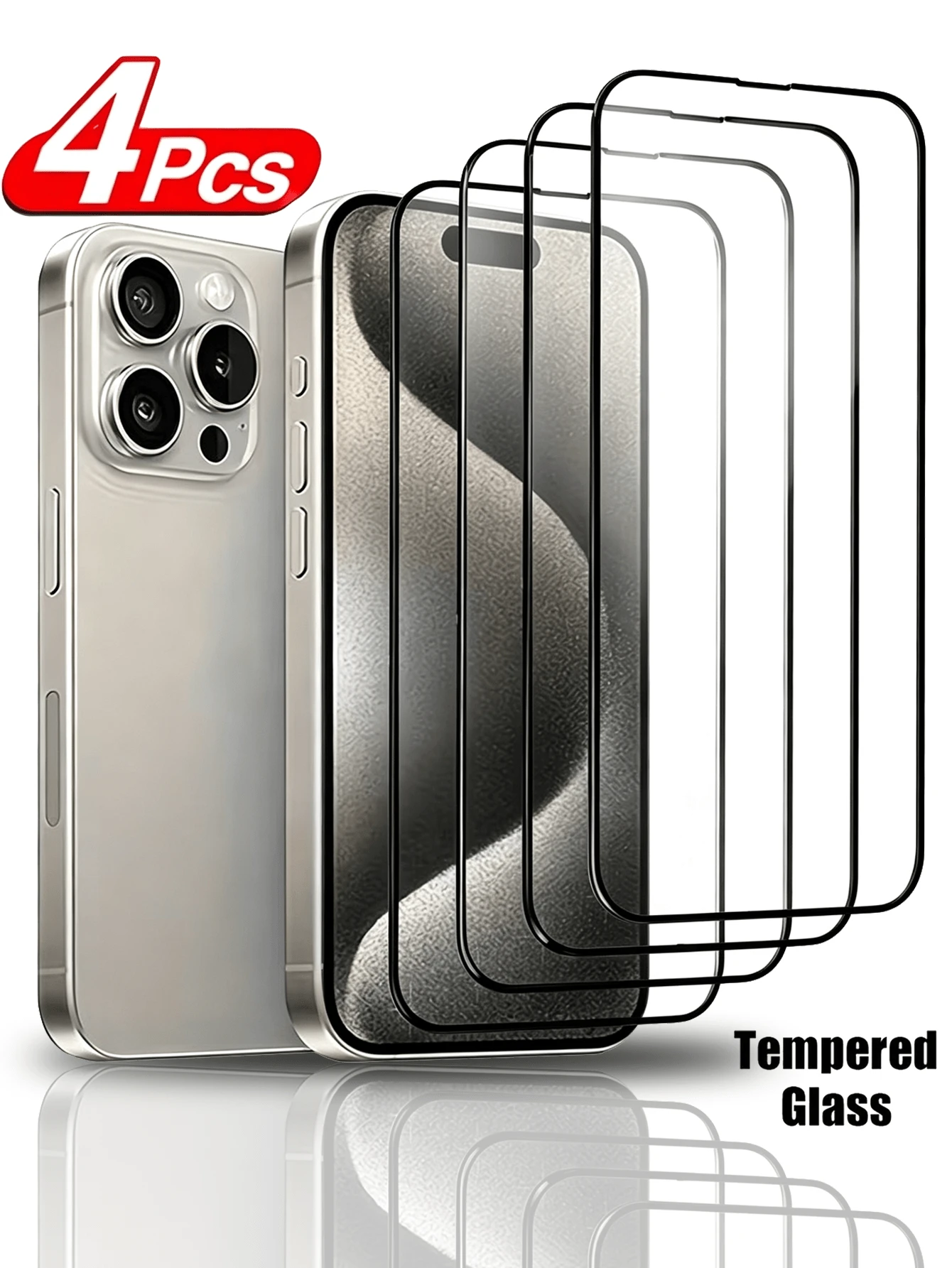 4pcs 17 Pro Max 16 Pro Max 15 Pro Max 16Plus 15Plus 14 13 12 11 Pro Max 13Mini 12Mini Xs Max XR 8 7 6 8Plus 7Plus 6Plus Se3 Se2 Screen Protector, Tempered Glass HD High Definition 9H Hardness Shatterproof, Anti-Fingerprint Anti-Scratch, Vacuum Adhesion Bubble-Free Easy Installation, Full Coverage - Clear - View 1