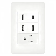 Multitoma Portátil Mazoom E-BC Contacto Doble Estándar Americano Integrado 4 Puertos USB y 1 Tipo C para Hogar y Oficina Color Blanco - Tipo de Enchufe A USA (110-127V) - Ver 1