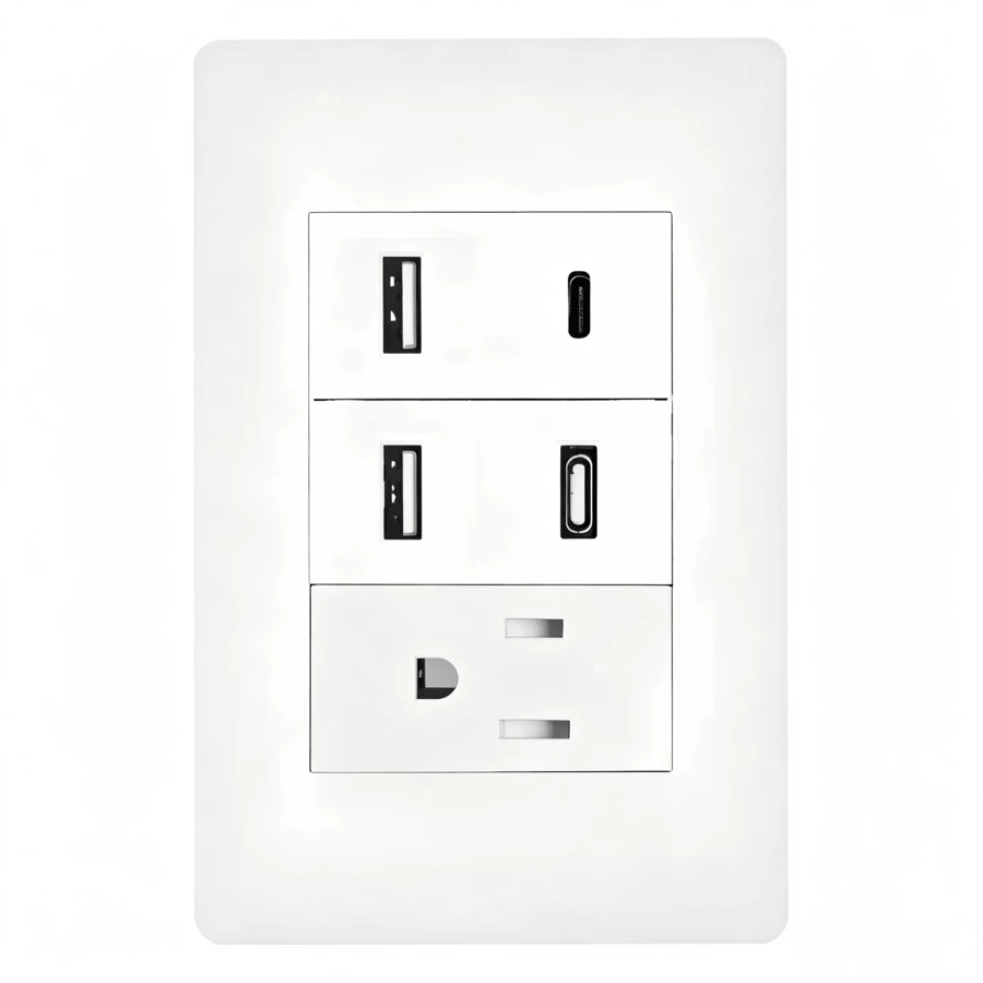 Multitoma Portátil Mazoom E-BC Contacto Doble Estándar Americano Integrado 4 Puertos USB y 1 Tipo C para Hogar y Oficina Color Blanco - Tipo de Enchufe A USA (110-127V) - Ver 1