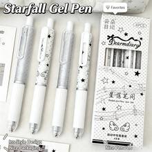 4pcs/Pack Cloud & Star Diary Pens, Black Retractable Neutral Gel Pens, Quick-Dry ST Tip 0.5mm, Student Exam Pens, Office Signature Pens, Back To School - Silver Star Pen - View 8